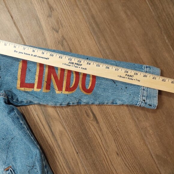 Denim Jean Jacket Mexico Lindo Y Querido Hand Painted Distressed Studs $229 - Picture 12 of 12